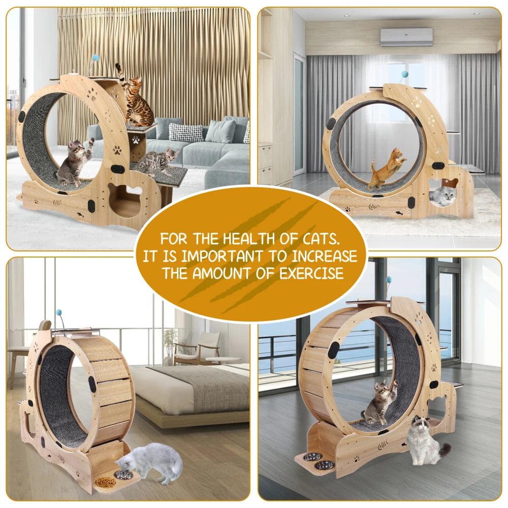 Wooden cat fitness wheel, cat running and walking wheel indoor cat furniture ,cat toys pet fitness equipment