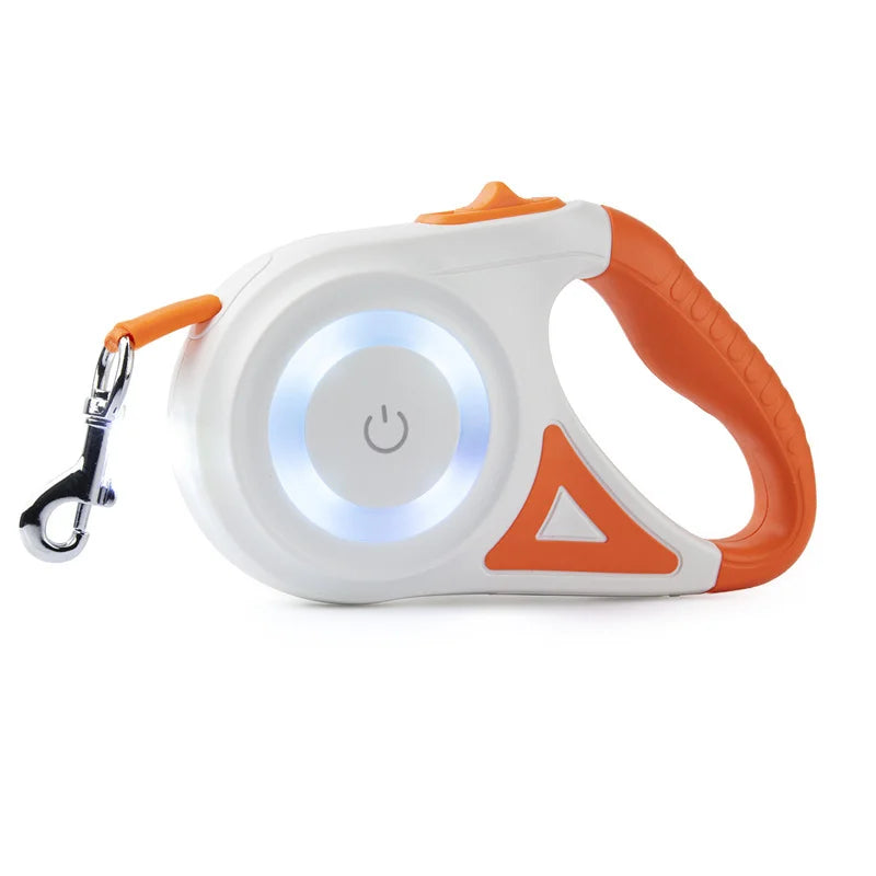 5M Automatic Retractable Dog Leash with Led Flashlight, Durable Nylon Lead for Pet Dogs , Adjustable Walking Running Rope