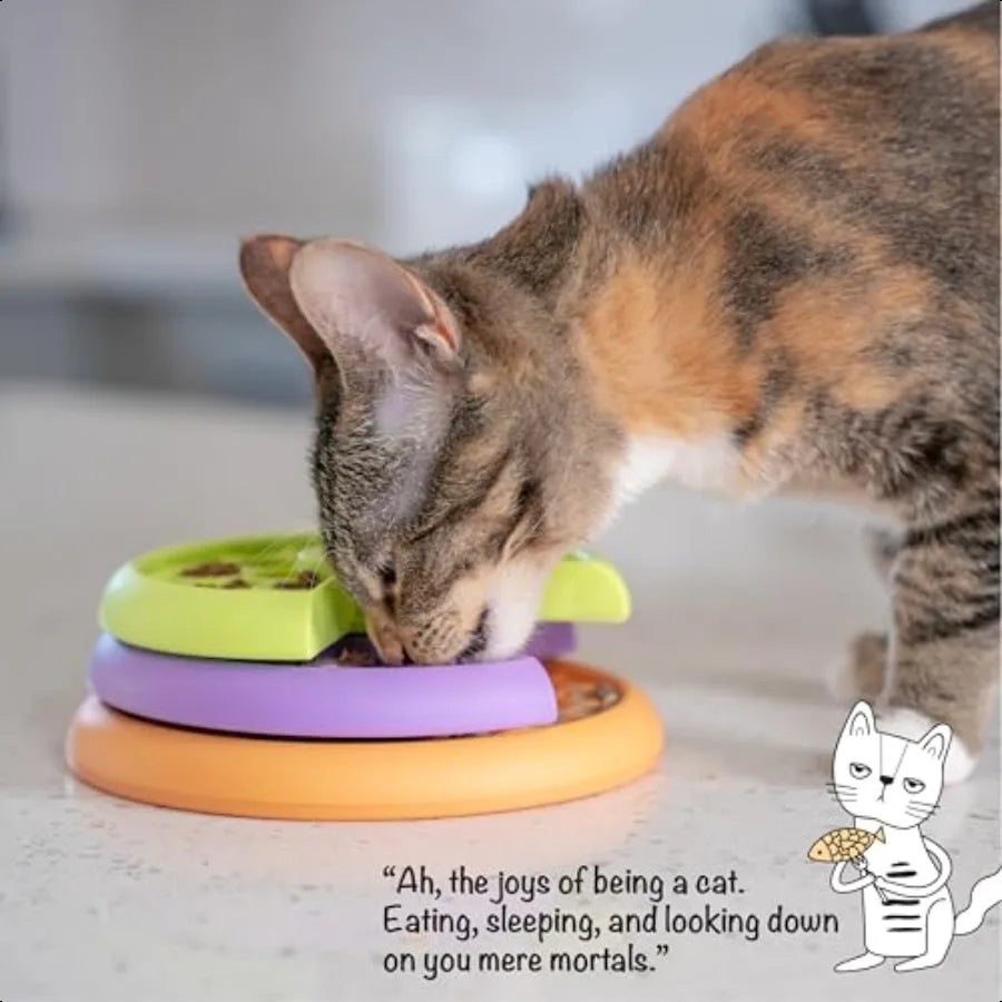 Kitty Lickin' Layers 3Tier Interactive, Cat Slow Feeder , Treat Puzzle, Toy Dry or Wet Food Mental Stimulation ,Foraging 6.6 inches