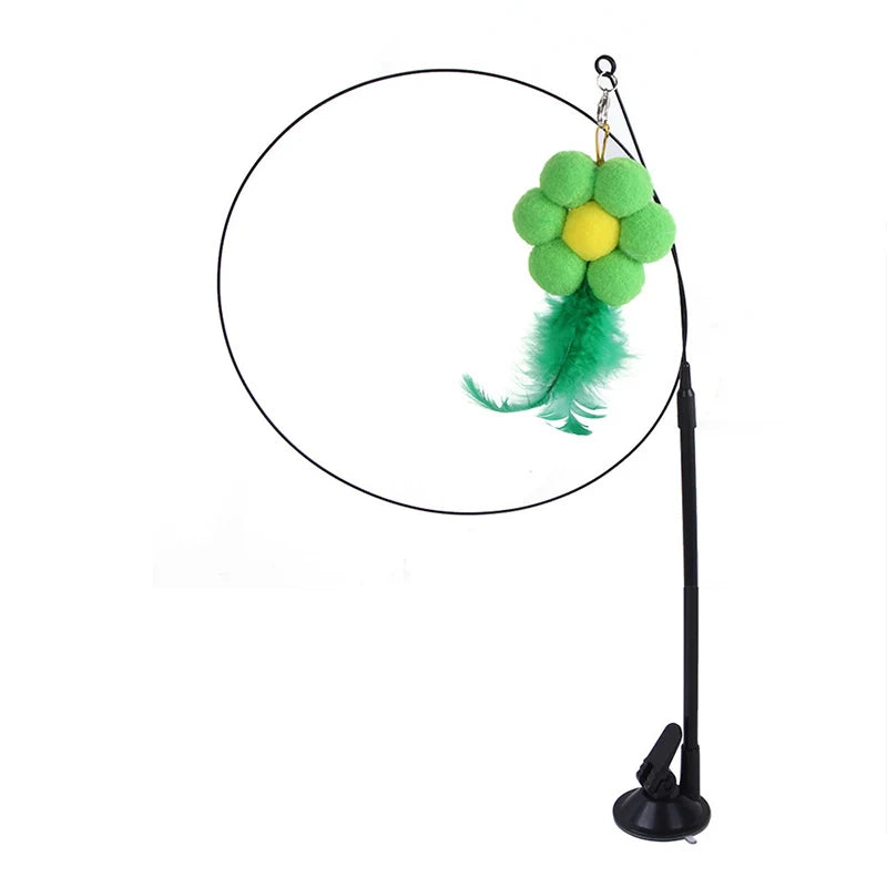 Funny Cat Toys Suction Cup Cat, Teaser Stick Removable Handheld Cat Interactive Toy