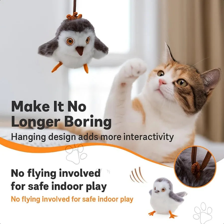 Flapping Bird Cat Toy with Catnip for Cats Interactive Automatic Cat Toy Chewable Cat Kicker Toy Flying Bird Toys for Cats Best