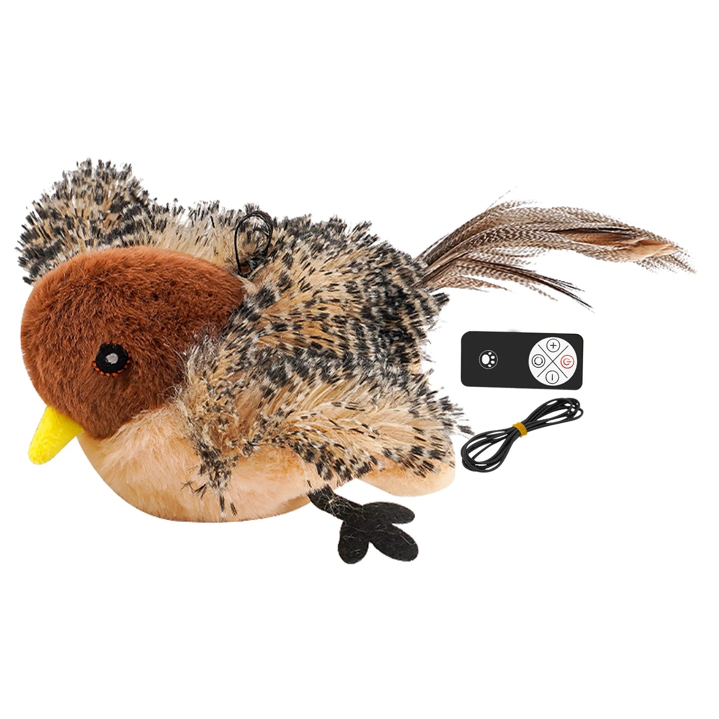 Chirping Bird Toy Plush, Chirping Cat Toy Interactive Bird Cat Feather, Toy Melodys Chaser For Kitten