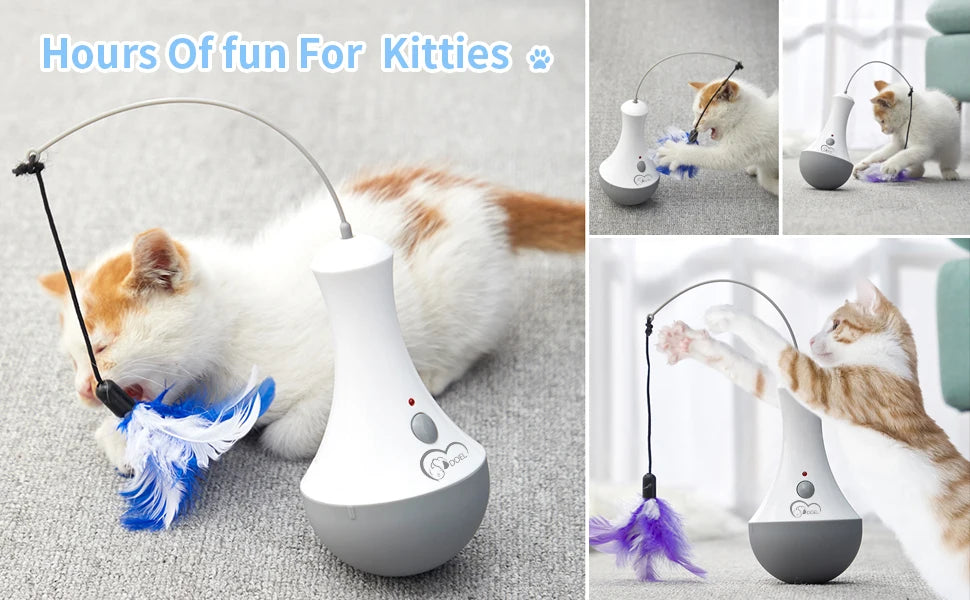 Cat Interactive Toys, Funny Feather Kitten Teaser, Indoor Play Automatic Toy , Gift Cat Feather Toy