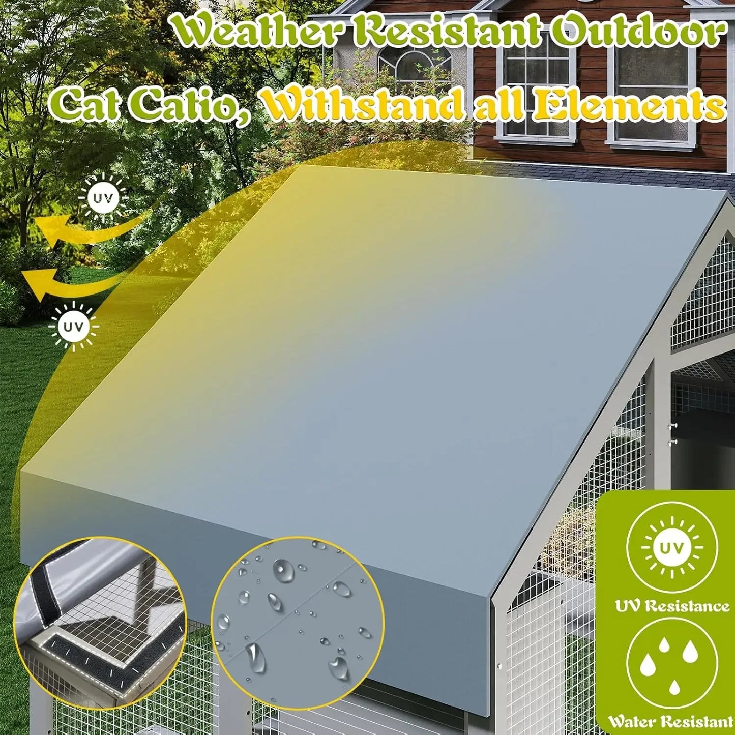 NEW 71" H Catio Outdoor Cat Enclosure for Multiple Cats Large Wooden Walk in Cats House Outside Weatherproof