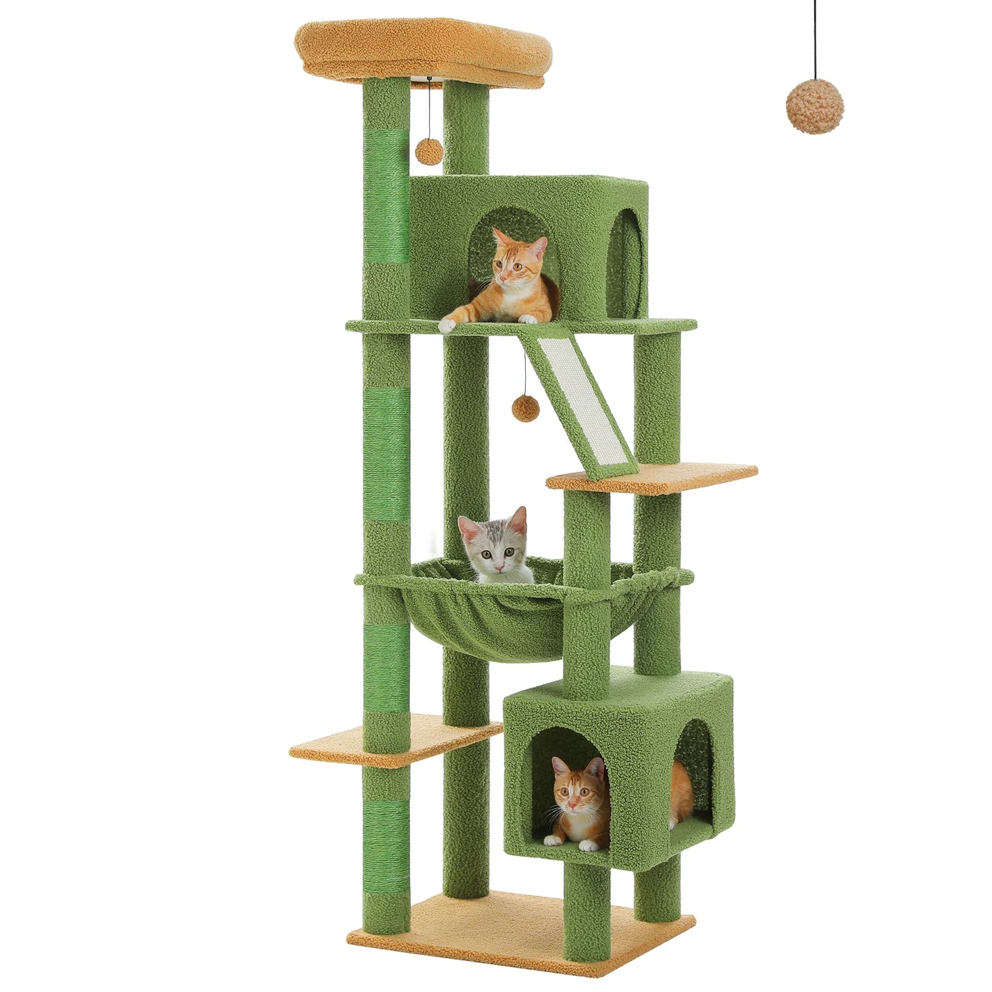 Tall Cat Tree with Scratching Posts Cozy Hammock Top Perch Multi-Level Large Cat Tower Spacious Cat Condo for Indoor Cat Toys