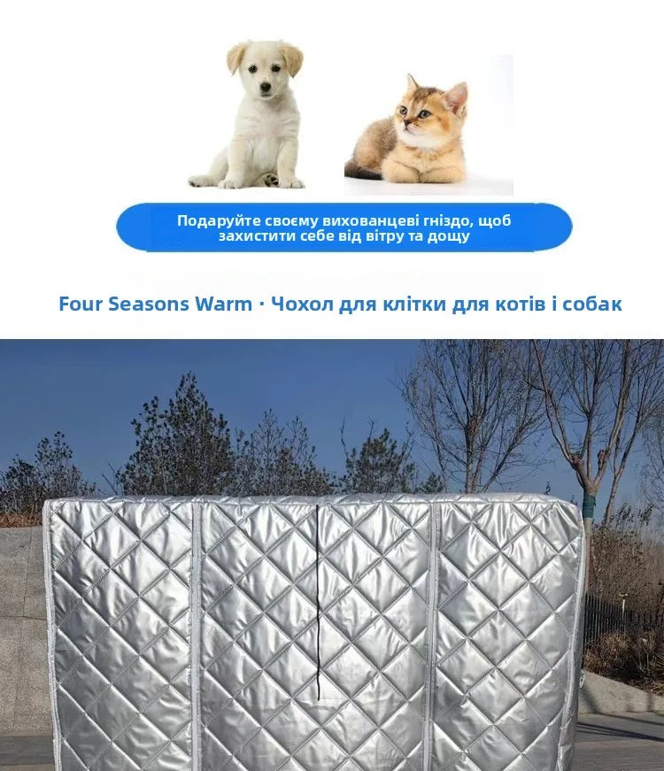 Cotton Waterproof Dog Cage Cover for warmth, Winter Outdoor shelter for Strays And Dogs Double Layer Warmth ,Ox Cloth Material