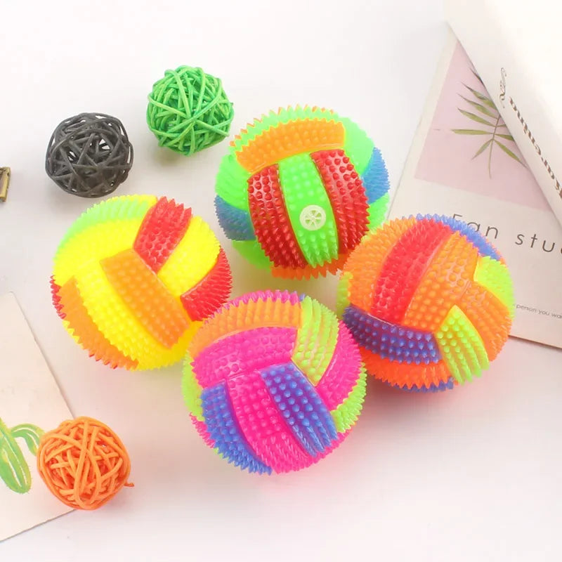 Glowing Ball Dog Toy,  Led Puppy Bouncy Chew Dog Ball , Molar Toy Pet Color Light Ball, Interactive Toys for Cats Small Dogs