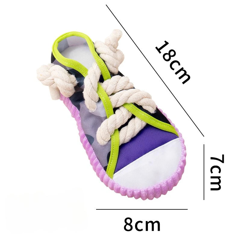 Dog Squeak Toy, Teeth Grinding,  Bite Resistant Slippers Shape. Puppy Chew Toy With Cotton Rope. Pet Chewing Toys. Dog Toys