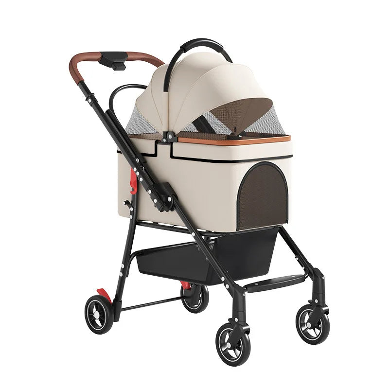 2 in 1 Foldable Pet Travel Carrier for Small/Medium Dogs Cats up to 50lbs, Detachable Portable Pet Bag stroller pet ,【One-Pull Open】