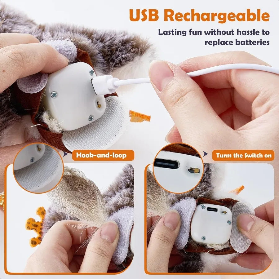 Flapping Bird Cat Toy with Catnip for Cats Interactive Automatic Cat Toy Chewable Cat Kicker Toy Flying Bird Toys for Cats Best