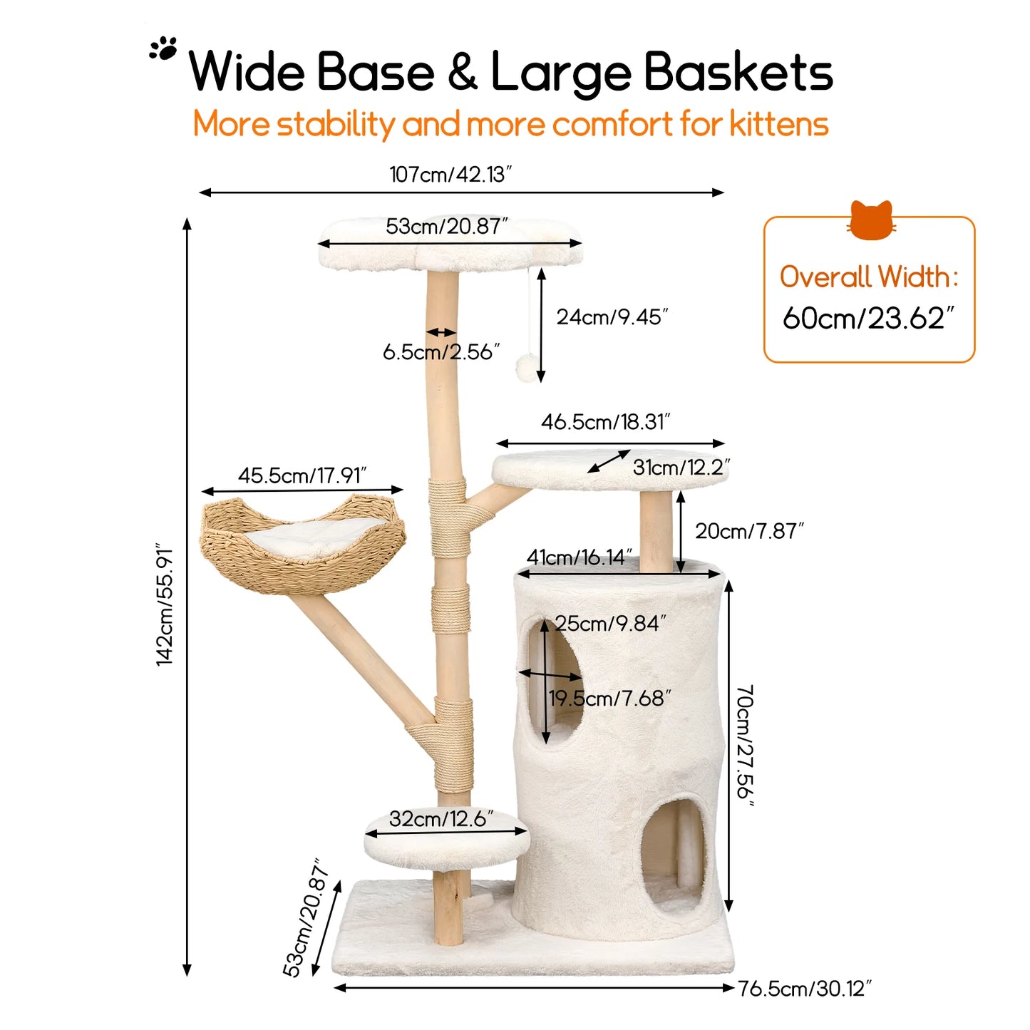 Modern Cat Tree Tower, Branch luxury Cat Condo, Wood Cat Tower, Cat Scratching Tree, Cat Condo, Cat Lover Gift, Luxury Cat