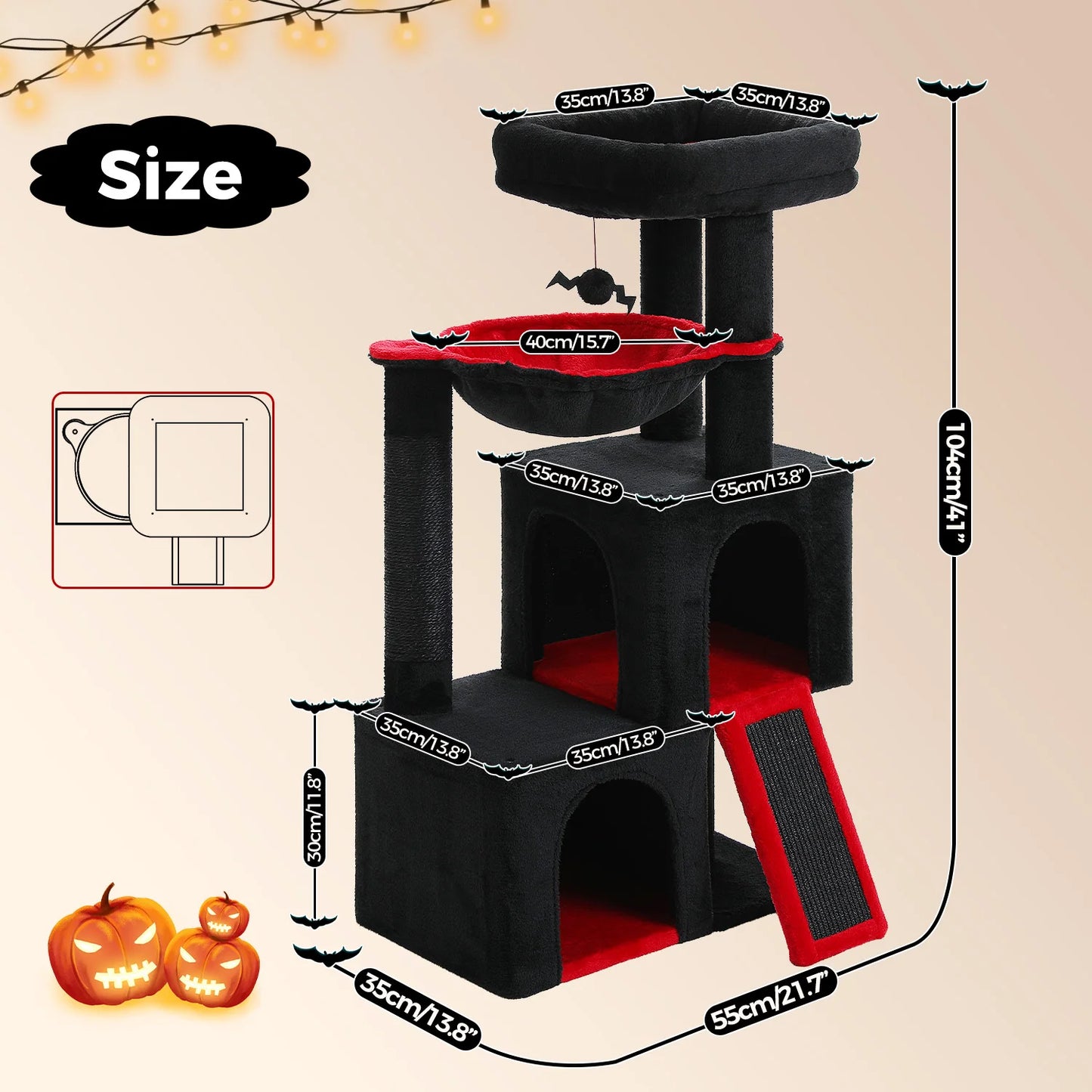 Large Cat Tree for Indoor Cats , Multi-Level Cat Tower with Spacious Condos , Sisal Scratching Pad, Kitten House, Accessories Cat Toys