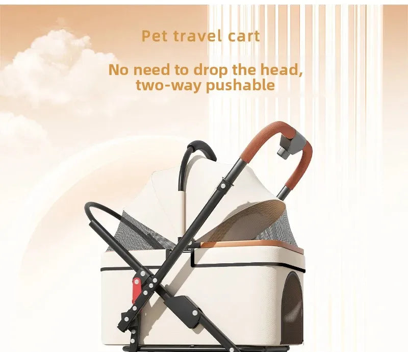 2 in 1 Foldable Pet Travel Carrier for Small/Medium Dogs Cats up to 50lbs, Detachable Portable Pet Bag stroller pet ,【One-Pull Open】