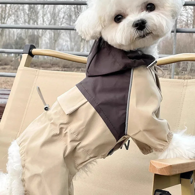 Pet Waterproof Raincoat,  Four-legged Work Jacket, Patchwork Windproof Cat Dog Coats,  Jackets Keep Warm,  Jumpsuit , Coats Accessories