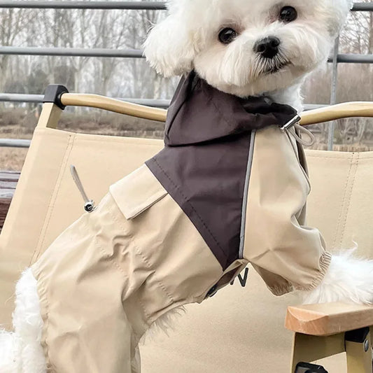 Pet Waterproof Raincoat,  Four-legged Work Jacket, Patchwork Windproof Cat Dog Coats,  Jackets Keep Warm,  Jumpsuit , Coats Accessories
