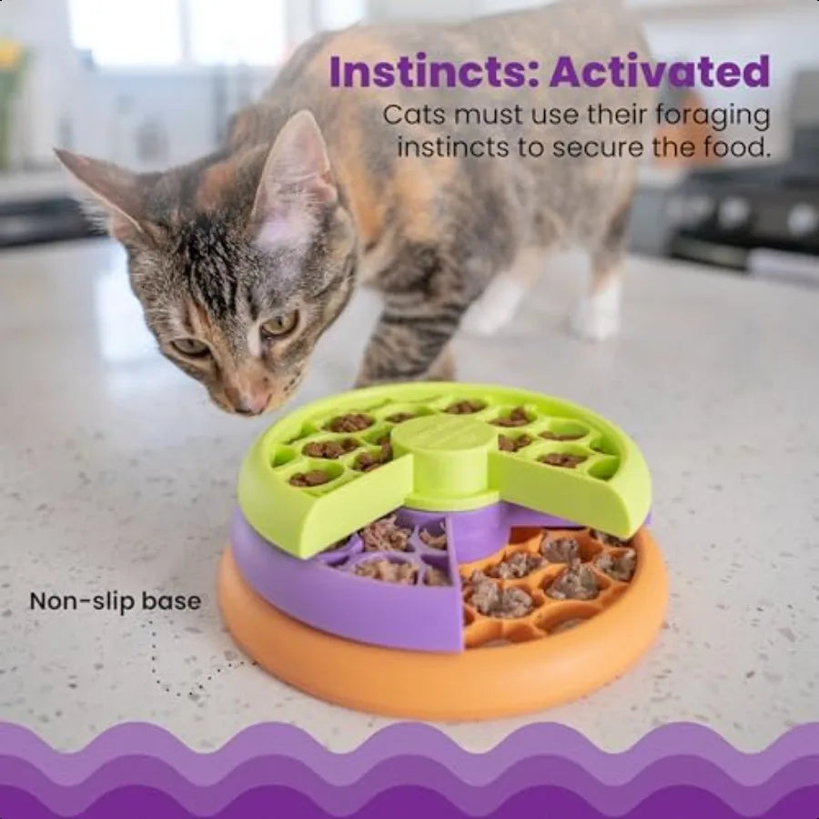 Kitty Lickin' Layers 3Tier Interactive, Cat Slow Feeder , Treat Puzzle, Toy Dry or Wet Food Mental Stimulation ,Foraging 6.6 inches