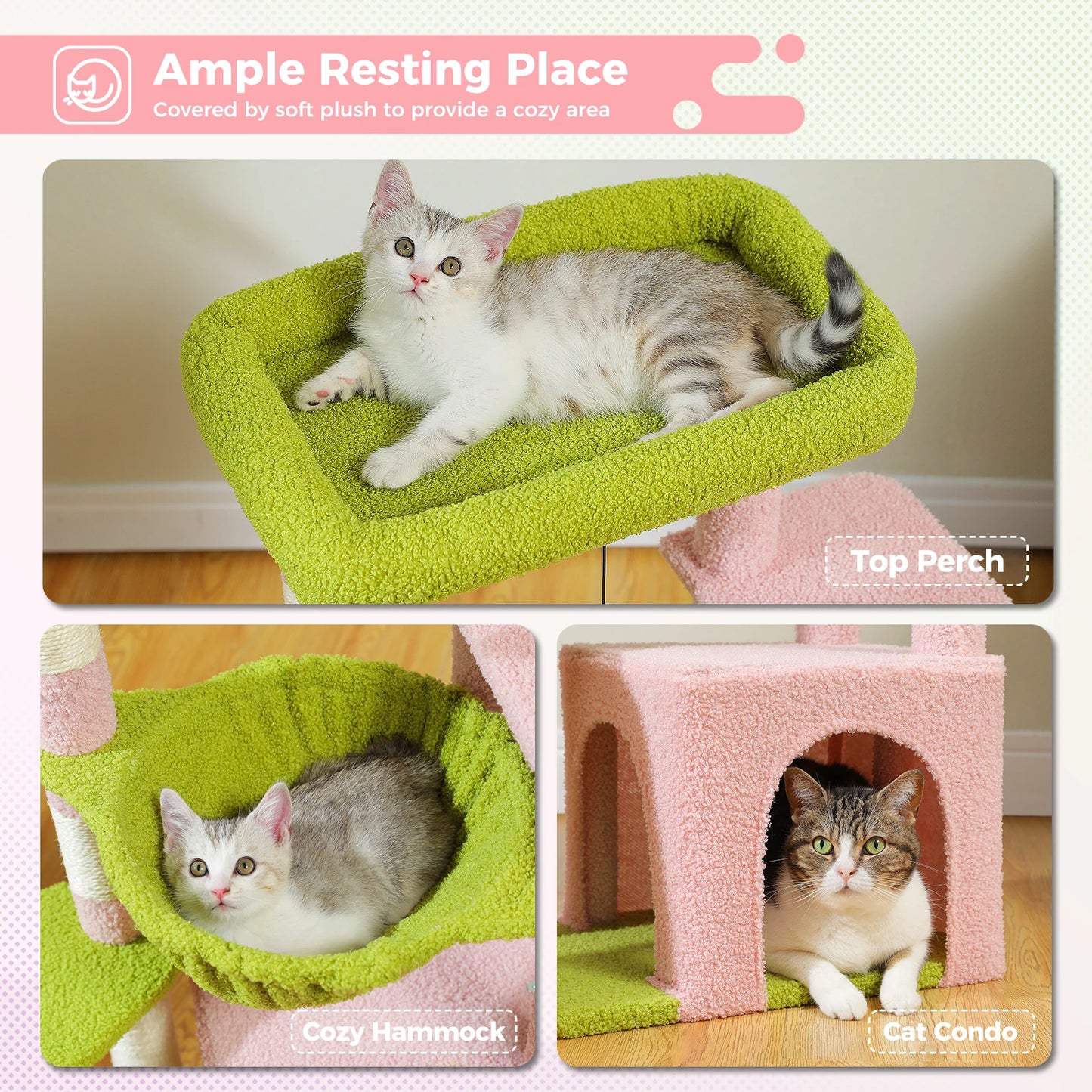 Small Cat Tree, Cat Tower with Natural Sisal Scratching Post, Spacious Top Perch, Private Cat Condo, Perfect for Indoor Cats,,Cat Toy