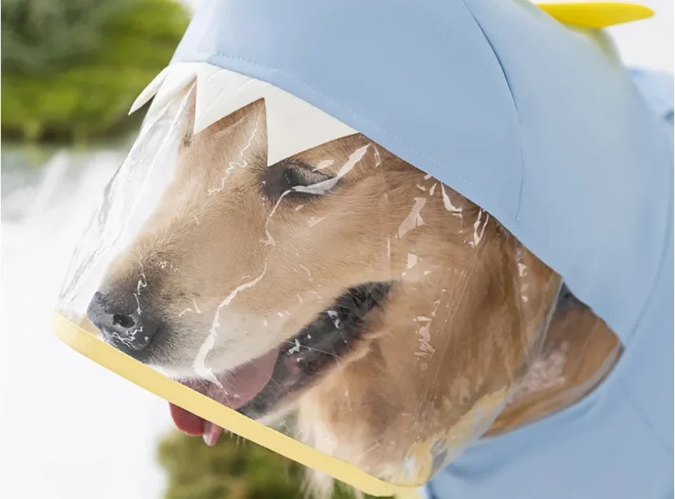 Large Dog Dinosaur Raincoat Golden Retriever Four Legged Waterproof Clothes Pet Summer All Inclusive With Tail Stereo Rain Ponch