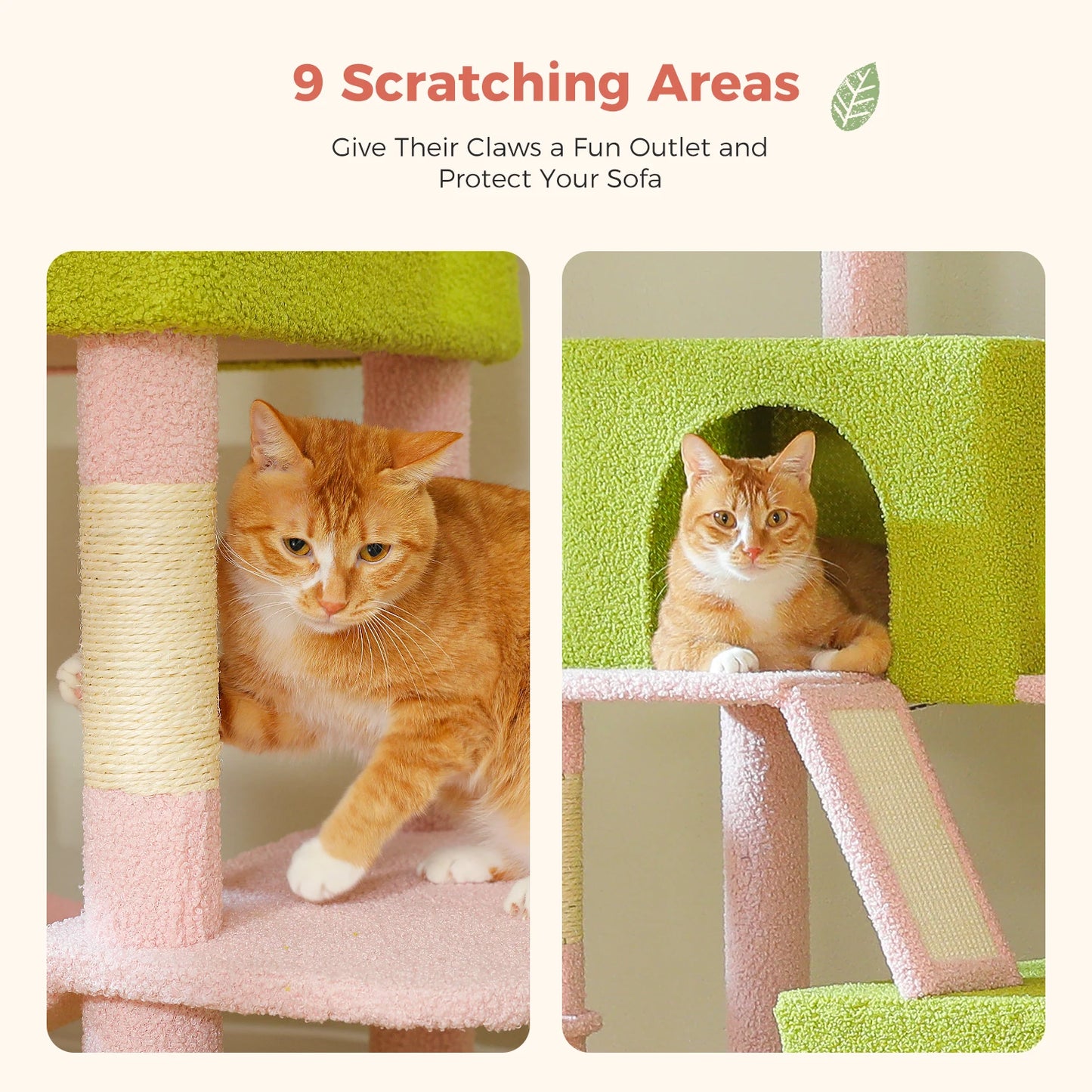 Tall Cat Tree with Scratching Posts Cozy Hammock Top Perch Multi-Level Large Cat Tower Spacious Cat Condo for Indoor Cat Toys
