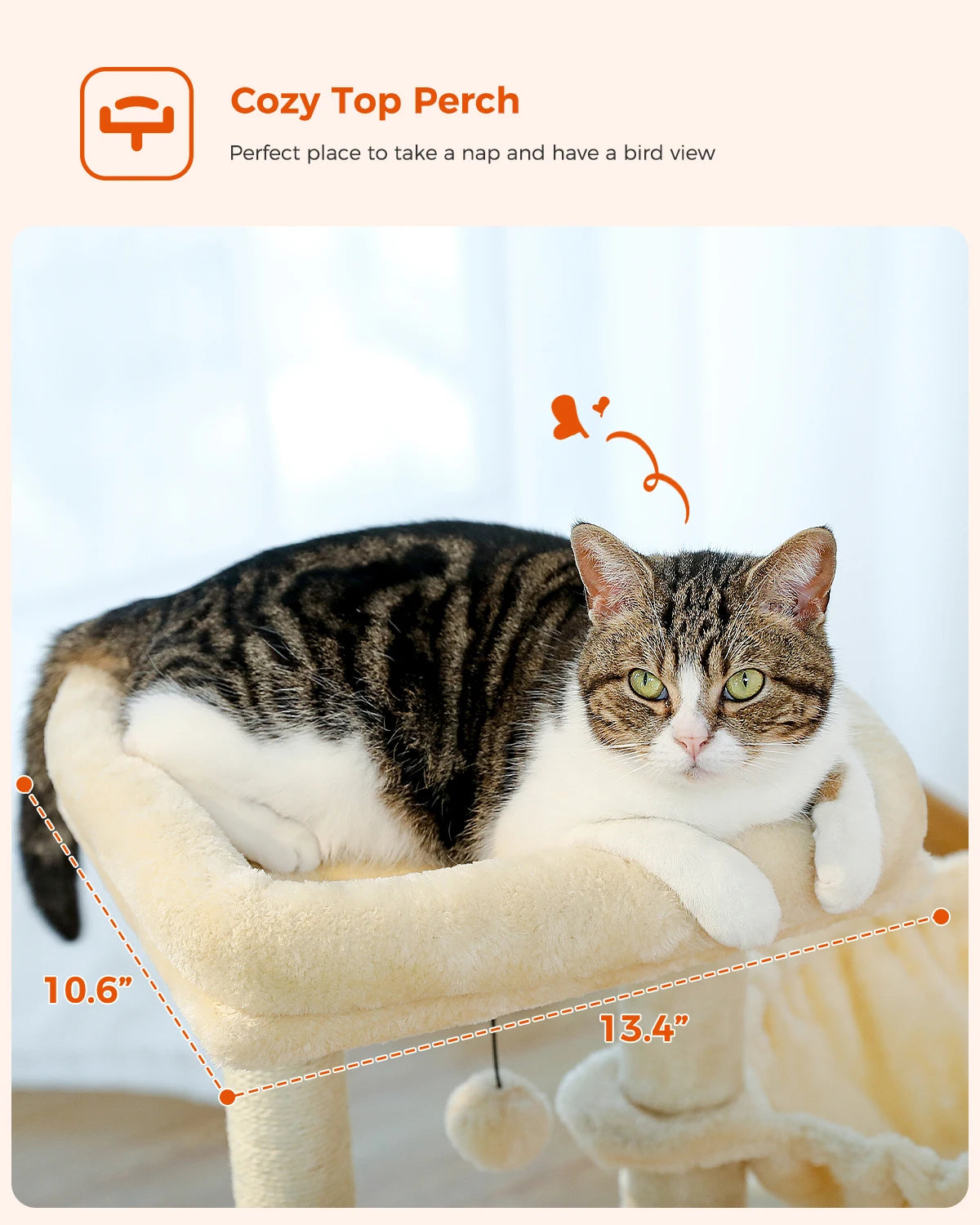 Small Cat Tree, Cat Tower with Natural Sisal Scratching Post, Spacious Top Perch, Private Cat Condo, Perfect for Indoor Cats,,Cat Toy