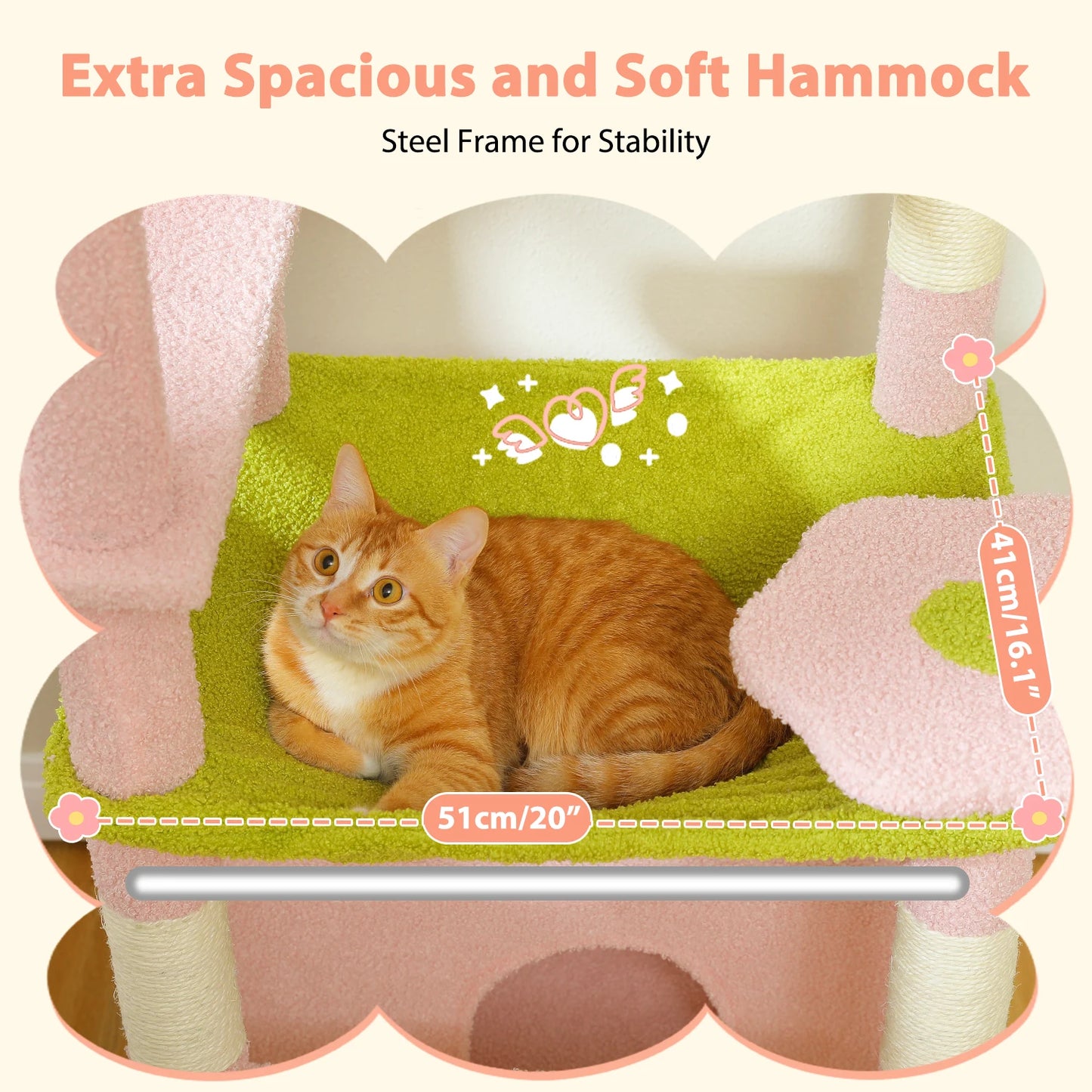 Multi-Level Cat Tree Tower with Scratching Posts &  Board , Hammock, Cat Condo, Spacious Top Perch,Dangling Balls for Indoor Cats
