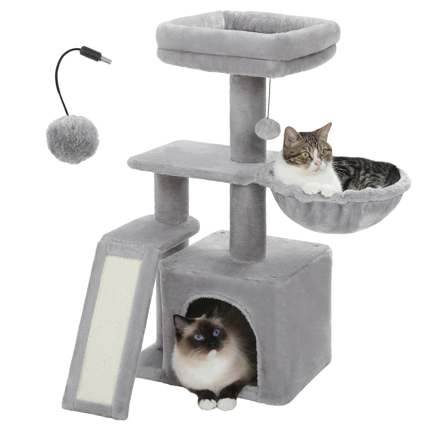 Small Cat Tree, Cat Tower with Natural Sisal Scratching Post, Spacious Top Perch, Private Cat Condo, Perfect for Indoor Cats,,Cat Toy