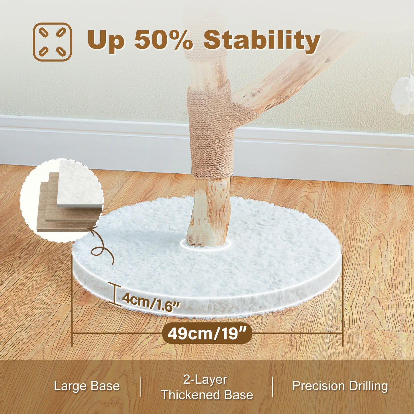Flower Cat Tree for Indoor Cats ,  Modern Wood Cat Tower with 2 Perches , Sisal Scratching Post Scraper for Cats