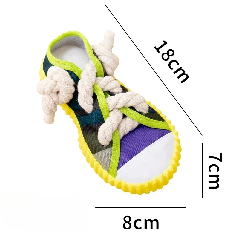 Dog Squeak Toy, Teeth Grinding,  Bite Resistant Slippers Shape. Puppy Chew Toy With Cotton Rope. Pet Chewing Toys. Dog Toys