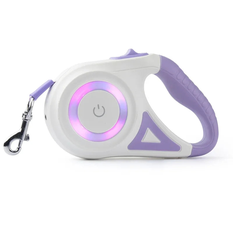 5M Automatic Retractable Dog Leash with Led Flashlight, Durable Nylon Lead for Pet Dogs , Adjustable Walking Running Rope