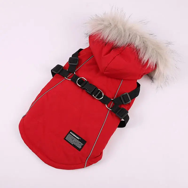 Winter Pet Dog Jacket With Harness, Warm Dog Clothes Waterproof Hooded Coat for Small Medium Dogs Chihuahua French Bulldog Outfit