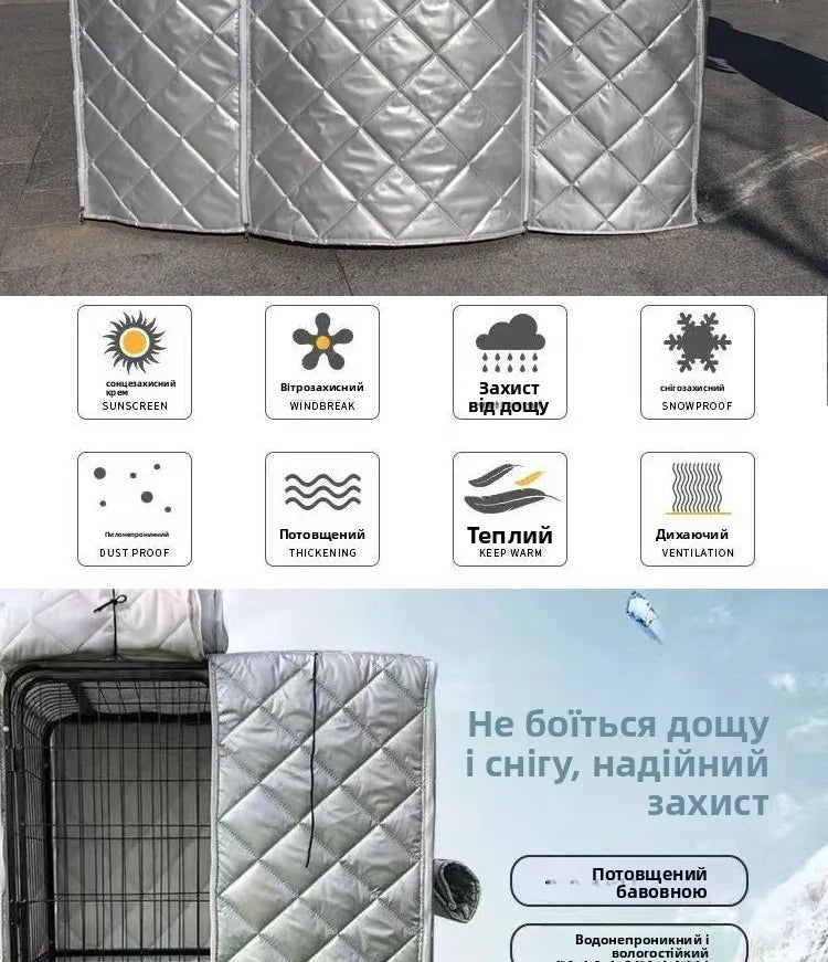 Cotton Waterproof Dog Cage Cover for warmth, Winter Outdoor shelter for Strays And Dogs Double Layer Warmth ,Ox Cloth Material