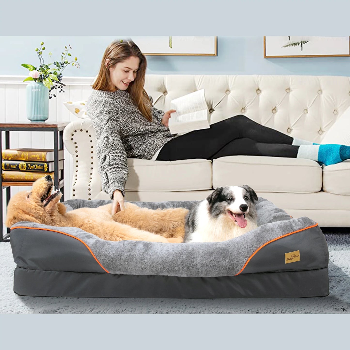 Large Dog Bed ,Soft Comfortable, Anti Allergy ,Warm Fleece Removable Washable Cover , Pet Bed Waterproof