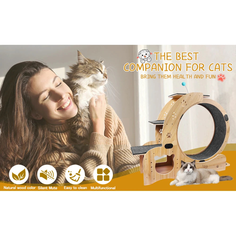 Wooden cat fitness wheel, cat running and walking wheel indoor cat furniture ,cat toys pet fitness equipment