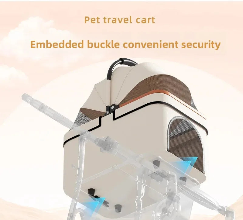 2 in 1 Foldable Pet Travel Carrier for Small/Medium Dogs Cats up to 50lbs, Detachable Portable Pet Bag stroller pet ,【One-Pull Open】