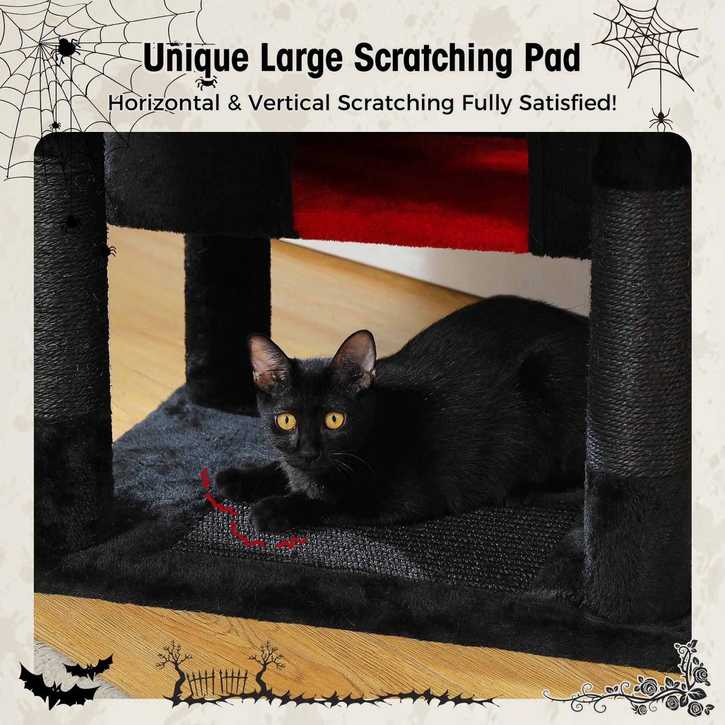 Multi-Level Cat Tree Tower with Scratching Posts &  Board , Hammock, Cat Condo, Spacious Top Perch,Dangling Balls for Indoor Cats