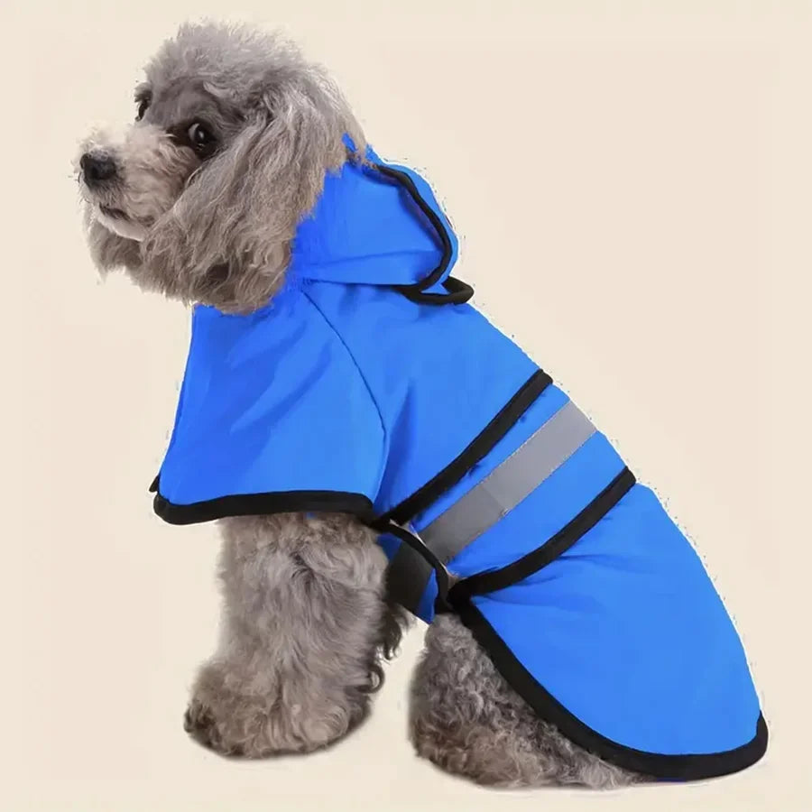 Dog Raincoat -Adjustable Waterproof & Windproof.  Keep Your Pet Dry And Comfortable.  Blue and Yellow
