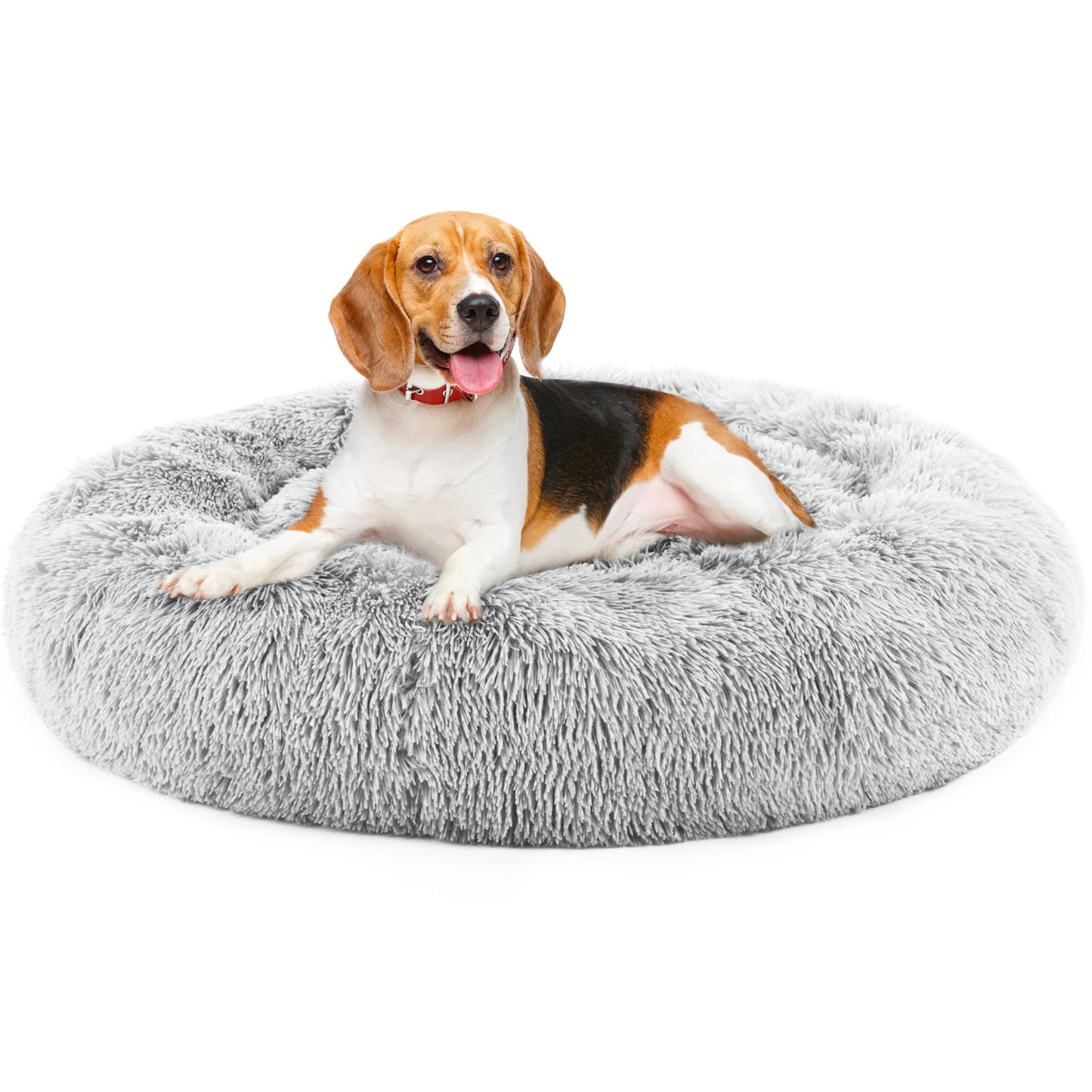 JHK Calming Dog Bed for Medium to Large Dogs , Washable Large Pet Bed , Anti-Slip Round Fluffy , Plush Faux Fur Dog Bed