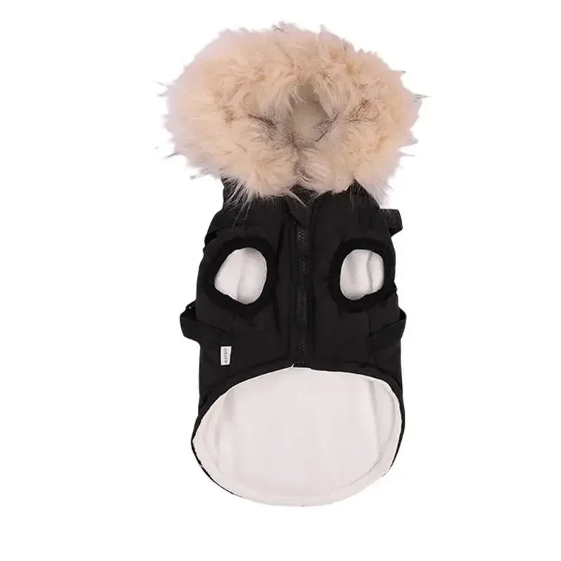 Winter Pet Dog Jacket With Harness, Warm Dog Clothes Waterproof Hooded Coat for Small Medium Dogs Chihuahua French Bulldog Outfit