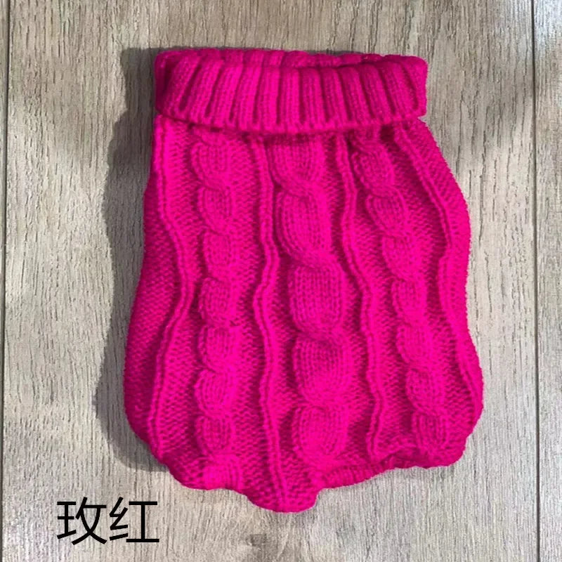 Pure Color Small Medium Pet Dog Sweaters Winter Pet Clothes Warm Sweater Coat Outfit for Cats Clothes Woolly Soft Dog