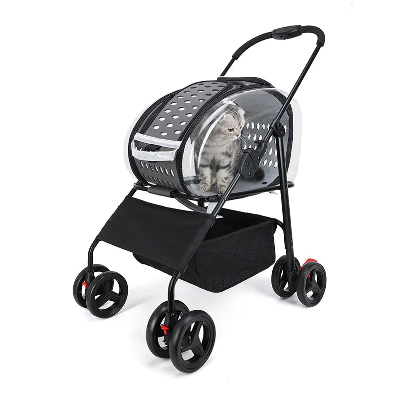 New Pet Stroller for Outdoor Travel, Lightweight, Foldable and Detachable, Suitable for Small and Medium-sized Dogs and Cats 202