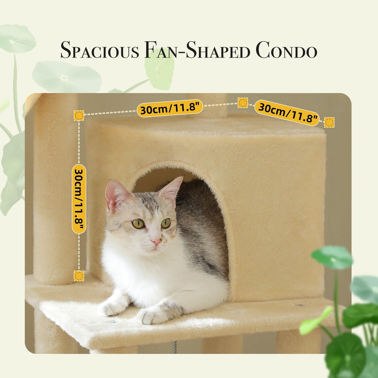 Cactus Cat Tree Floor to Ceiling, Cat Tower 7 Tiers, Cat Climbing Tree with Cozy Hammocks and Condos 5 Platforms, Scratching Posts