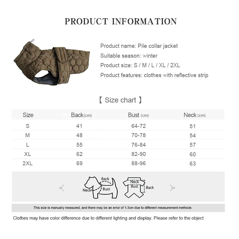 Winter Warm Dog Clothes Thick Reflective Snowsuit Pet Dog Down Jacket for Large Breed Dogs Parkas Clothing for Whippet Greyhound