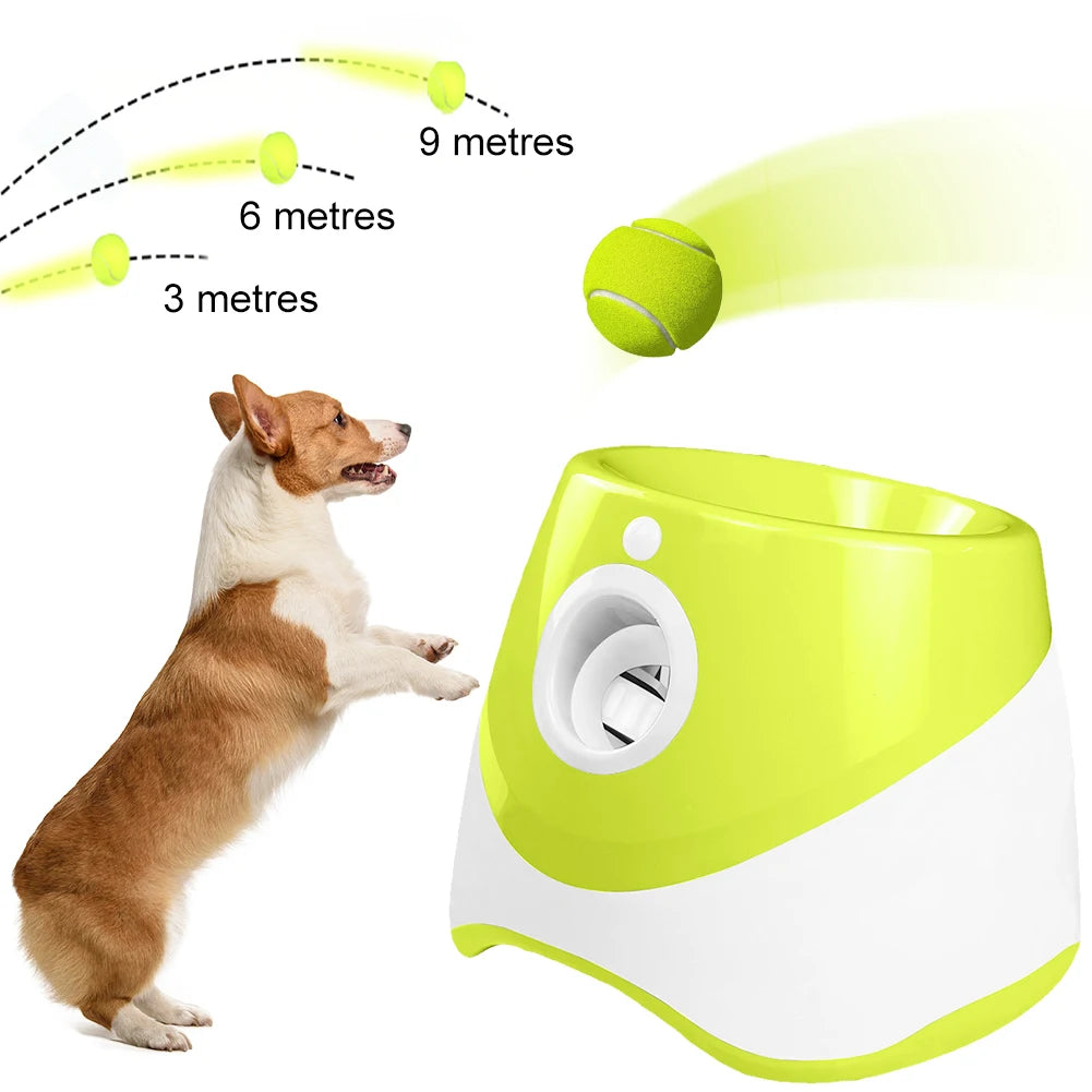 Pet Prime Automatic Dog Ball Thrower, Launcher, Integrative Dog Fetch Machine with 3 Tennis Balls for Indoor/Outdoor, Throwing Game