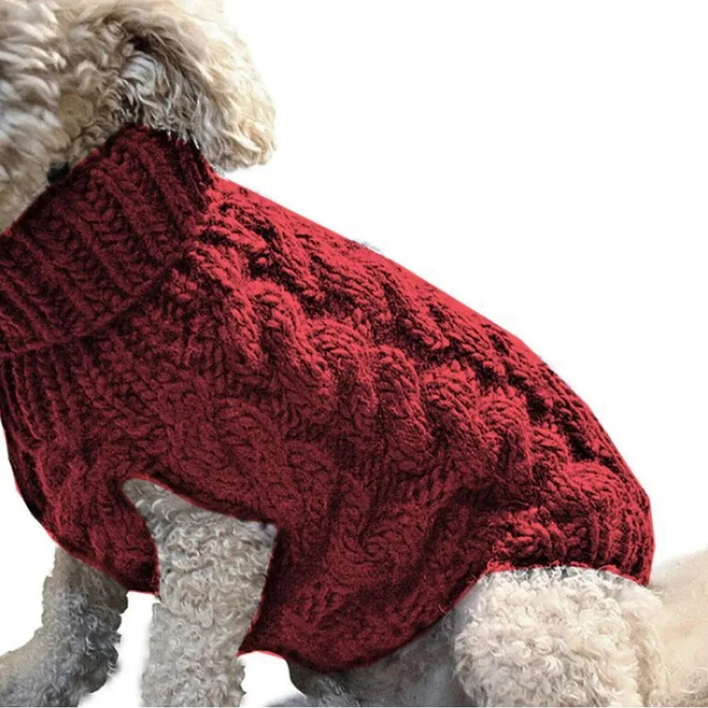 Winter Warm Dog, Cats Sweater Turtleneck, Easy Wear Open Front Pet Pullover for Small Medium Dogs, Soft Machine Washable Knit Coat