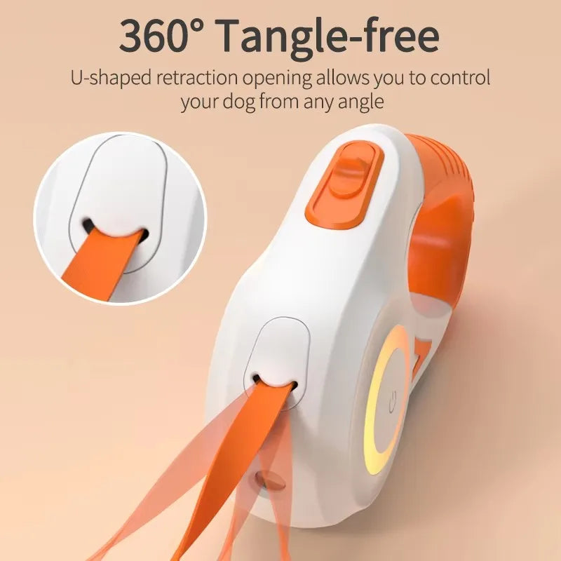 5M Automatic Retractable Dog Leash with Led Flashlight, Durable Nylon Lead for Pet Dogs , Adjustable Walking Running Rope