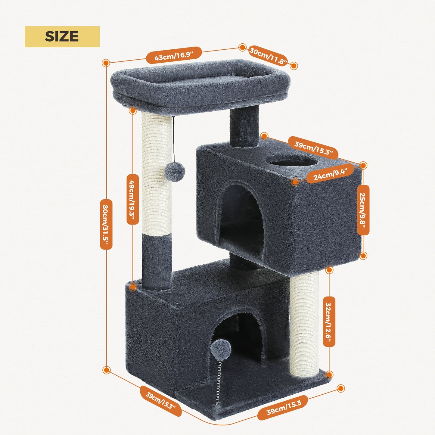 Large Cat Tree for Indoor Cats , Multi-Level Cat Tower with Spacious Condos , Sisal Scratching Pad, Kitten House, Accessories Cat Toys