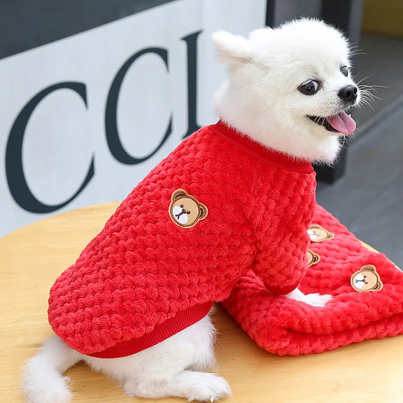 Winter Pet Dog Clothes,  Bear Print Dog Hoodie,  Soft Warm Puppy Sweatshirt , Chihuahua, French Bulldog, Coat Jacket Fashion, Dog Costume