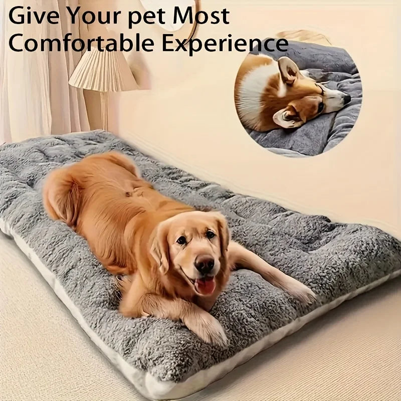 Oversized Plush Dog Cat Bed ,Sofa Crate Pad, Ultra Soft Polyester Pet Mat for All Size Cats Dogs, Adorable Rectangle Couch