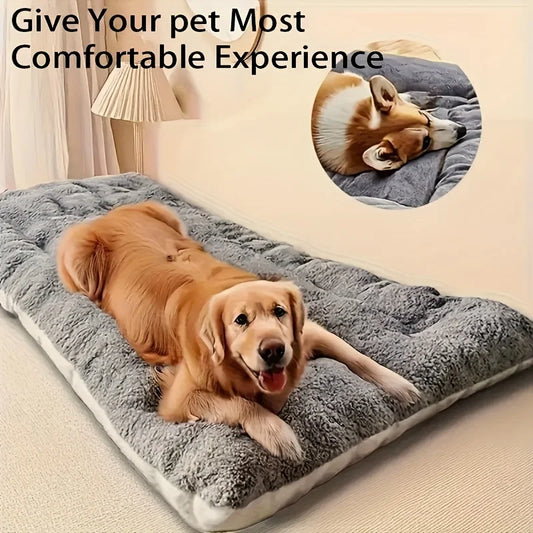 Oversized Plush Dog Cat Bed ,Sofa Crate Pad, Ultra Soft Polyester Pet Mat for All Size Cats Dogs, Adorable Rectangle Couch