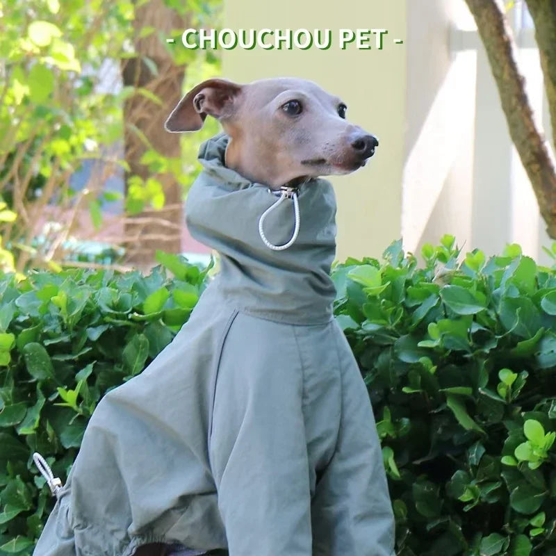 Italian Greyhound Raincoat, Autumn and Winter Outdoor Pet Jacket ,Whippet Windproof and Rainproof Dog Clothes